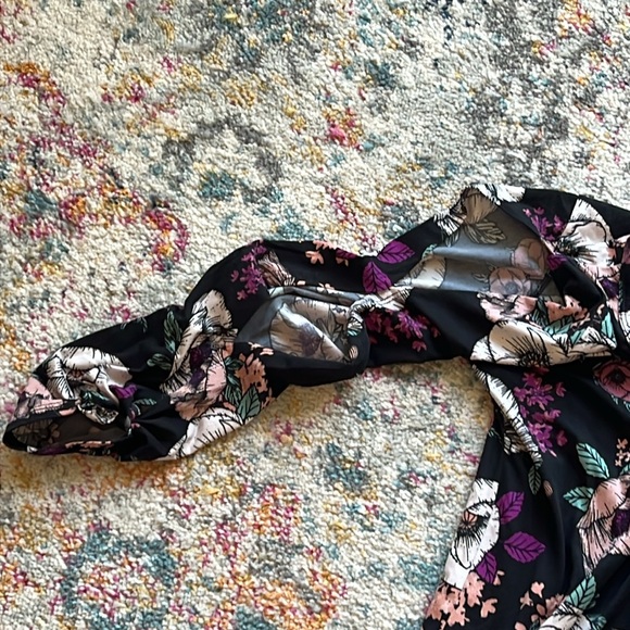Everly Floral Flowers Long Sleeve Dress Stretch Womens Large - Picture 5 of 10
